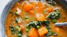 Healthy Salmon Coconut Soup With Butternut Squash