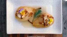 Honey Lavender White Wine Poached Pears