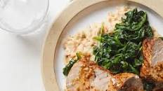 Honey-Mustard Pork with Spinach & Smashed White Beans