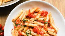 Juicy Penne Pasta With Cherry Tomatoes And Basil