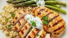 Lemon Herb Grilled Chicken with Quinoa and Roasted Asparagus