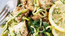 Lemon Parmesan Chicken with Zucchini Noodles