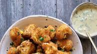 Lemon Pepper Cauliflower Bites with Sweet Tahini Ranch