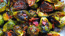 Maple Roasted Brussels Sprouts with Bacon