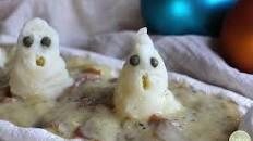 Mashed Potato Ghosts with Seitan Bacon Gravy