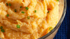 Mashed White Sweet Potatoes with Chipotle Honey Butter