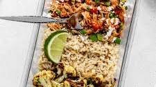 Meal Prep Shredded Buffalo Chicken Rice Bowls