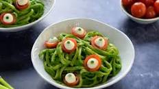 Monster Spaghetti with Cheese & Tomato Eyeballs