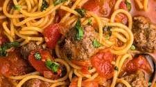 One Pot Spaghetti and Meatball Stew Recipe