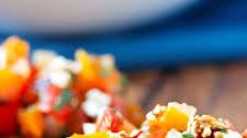 Our Favorite Tomato, Pepper, Feta & Basil Bruschetta