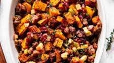 Paleo Butternut Sausage Stuffing with Apples & Cranberries