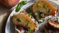 Peach & Ricotta Bruschetta with Basil, Honey, and Crispy Prosciutto