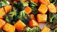 Perfectly Roasted Broccoli and Sweet Potatoes