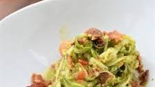 Pesto Zucchini Noodles with Bacon