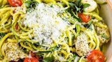 Pesto Zucchini Noodles with Chicken