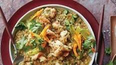 Prawn, zucchini flowers and saffron risotto recipe