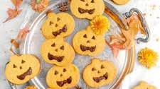 Pumpkin Butter Filled Jack O'Lantern Sandwich Cookies
