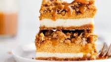 Pumpkin Caramel Cheesecake Bars with a Streusel Topping