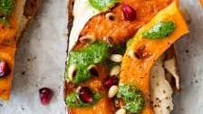 Pumpkin crostini with rocket pesto