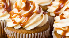 Pumpkin Cupcakes with Salted Caramel Cream Cheese Frosting