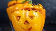 Pumpkin Peppers - Stuffed Peppers with a Halloween Twist