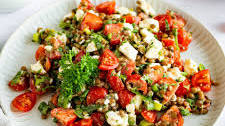 Quick Lentil Salad with Feta Cheese & Tomatoes