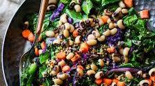 Rainbow Power Greens Salad with Black Eyed Peas
