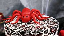Red Velvet Marshmallow Spiderweb Cake