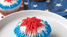 Red White and Blue Red Velvet Firework Cupcakes