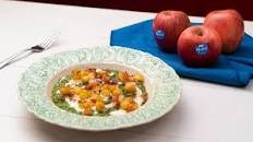 Risotto with spinach, caramelised apples, crunchy speck and mountain cheese fondue