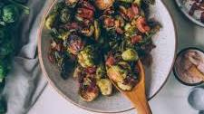 Roasted Brussels Sprouts with Bacon and Maple Pecans