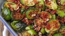 Roasted Brussels Sprouts with Pecans and Bacon