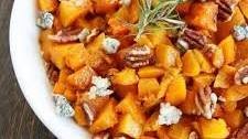 Roasted Butternut Squash with Balsamic, Blue Cheese, and Pecans