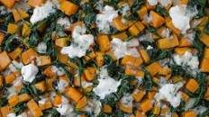 Roasted Butternut Squash with Spinach and Blue Cheese