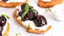 Roasted Cherry and Goat Cheese Crostini