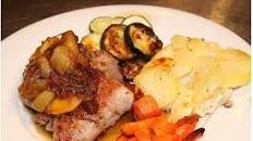 Roasted Pork Tenderloin with Caramelized Apples-Pears and Onions