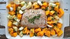 Roasted Pork with Brown Sugar & Rosemary Roasted Butternut Squash & Apples