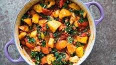 Roasted Root Vegetables With Tomatoes and Kale
