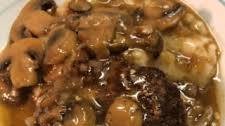 Salisbury Steak Garlic Mash Potatoes Mushroom & Onion gravy