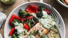 Salmon Quinoa Bowl With Tahini Dressing