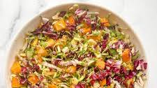 Shaved Brussels Sprouts and Butternut Squash Salad with Paprika Honey Mustard Vinaigrette