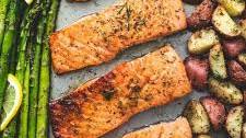 Sheet Pan Salmon and Asparagus with Potatoes