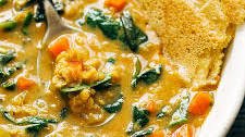 Smoky Red Lentil Soup with Spinach