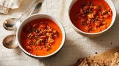 Smoky Tomato & Red Pepper Soup with White Beans