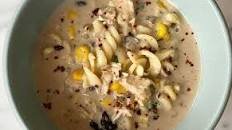 Southwestern style creamy chicken noodle soup
