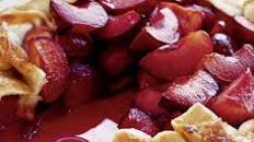 Spicy plum tart with marsala custard