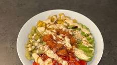 Spicy salmon poke bowl