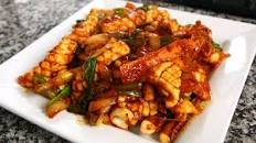 Spicy stir fried squid (Ojingeo-bokkeum)