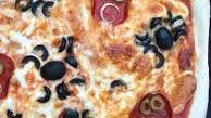 Spider and Monster Face Halloween Pizza