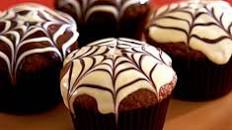 Spider web chocolate fudge muffins